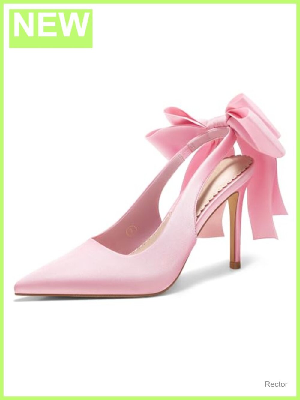 Satin Slingback High Heels Bow Pointed Toe Stiletto Pumps Women Wedding Dress